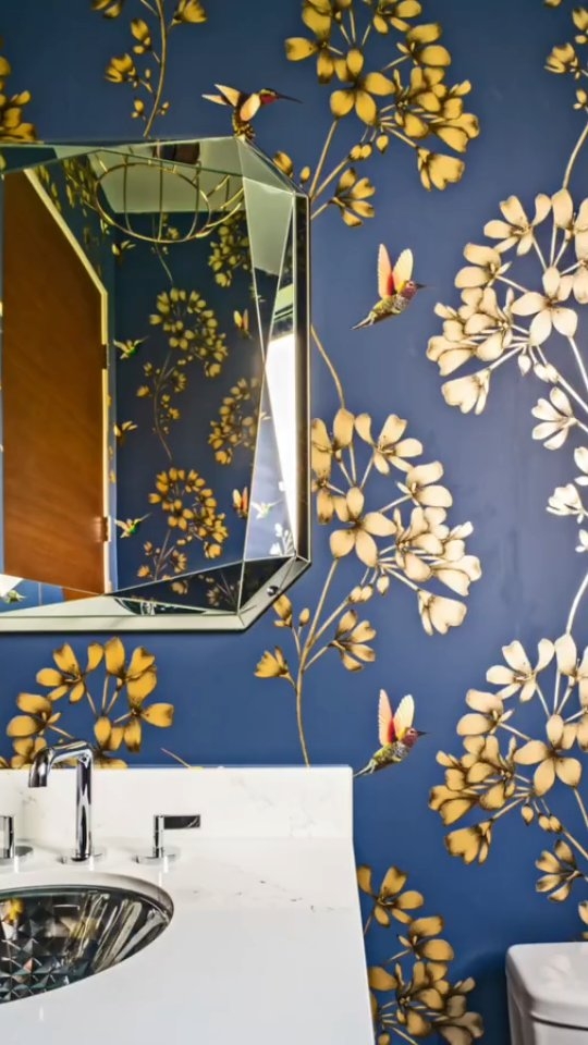 A powder bath is the perfect place to let your style shine. Play with materials, textures, and unexpected details with our team to create something that feels completely your own.  #Lochwoodlozier #Powderbath #Interiordesign #Customhomebuilder #Remodeler PNWBuilders Medina ClydeHill Bellevue Kirkland Redmond MercerIsland Sammamish Issaquah Seattle